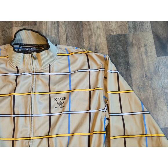 ENYCE 3XL Bronze Plaid Track Jacket Men's Full Zip Retro Hip Hop Style Macau - Picture 3 of 13